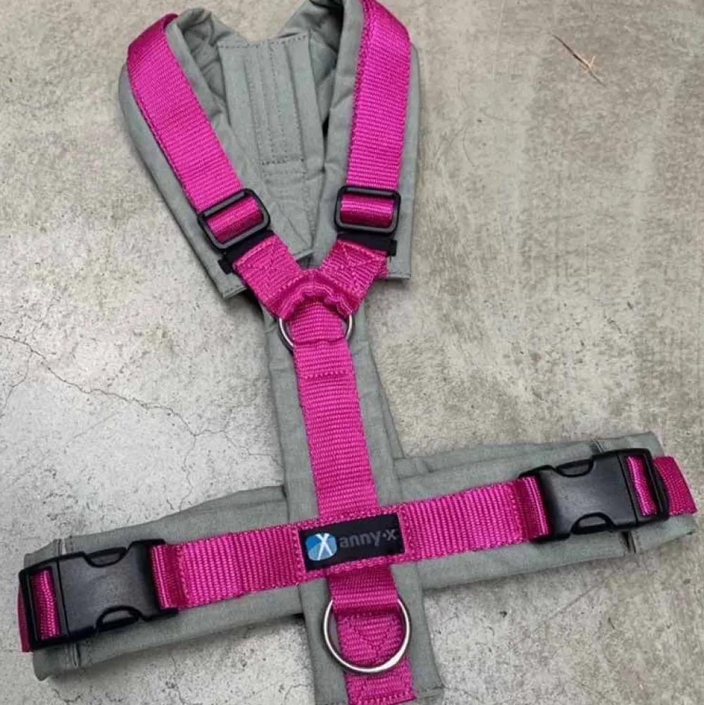 Halsbänder, Leinen & Geschirre>Futterfreund Anny-x Brustgeschirr Fun, grau/pink