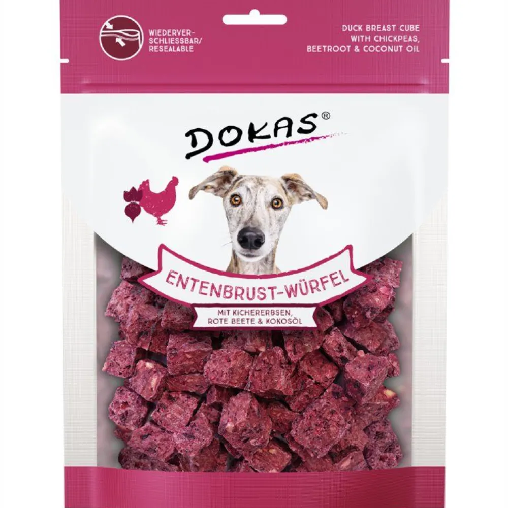 Dokas>Futterfreund Dokas Dog Snack Entenbrust-Würfel mit Kichererbsen 150g