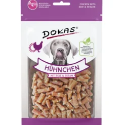 Dokas|Geflügel>Futterfreund Dokas Dog Snack Hühnchen mit Reis und Sesam 70g
