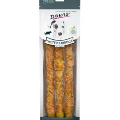 Kaurollen|Dokas>Futterfreund Dokas Dog Snack 1m Kaurolle mit Hühnchen, 3x34cm, 315g