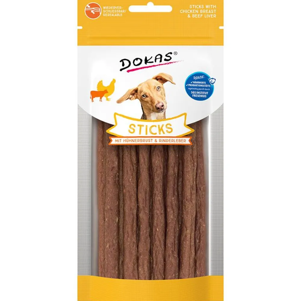 Dokas>Futterfreund Dokas Dog Sticks mit Hühnerbrust und Rinderleber 60g