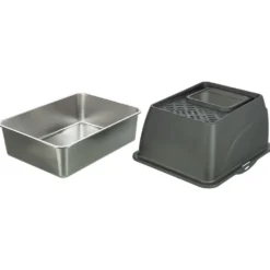 Katzentoiletten>Futterfreund Edelstahltoilette Niro, Hop-In, 40x39x52cm, grau