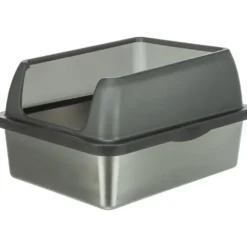 Katzentoiletten>Futterfreund Edelstahltoilette Niro, mit Rand, 40x29x52cm, grau