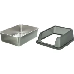 Katzentoiletten>Futterfreund Edelstahltoilette Niro, mit Rand, 40x29x52cm, grau