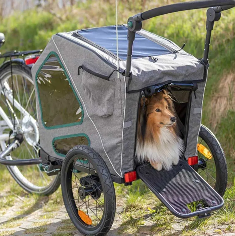 Unterwegs Mit Hund>Futterfreund Fahrrad-Anhänger für Hunde, grau/salbei