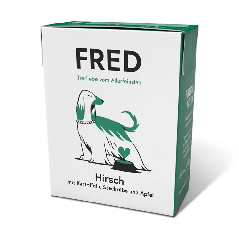 Fred & Felia>Futterfreund FRED Hirsch mit Kartoffeln + Steckrübe