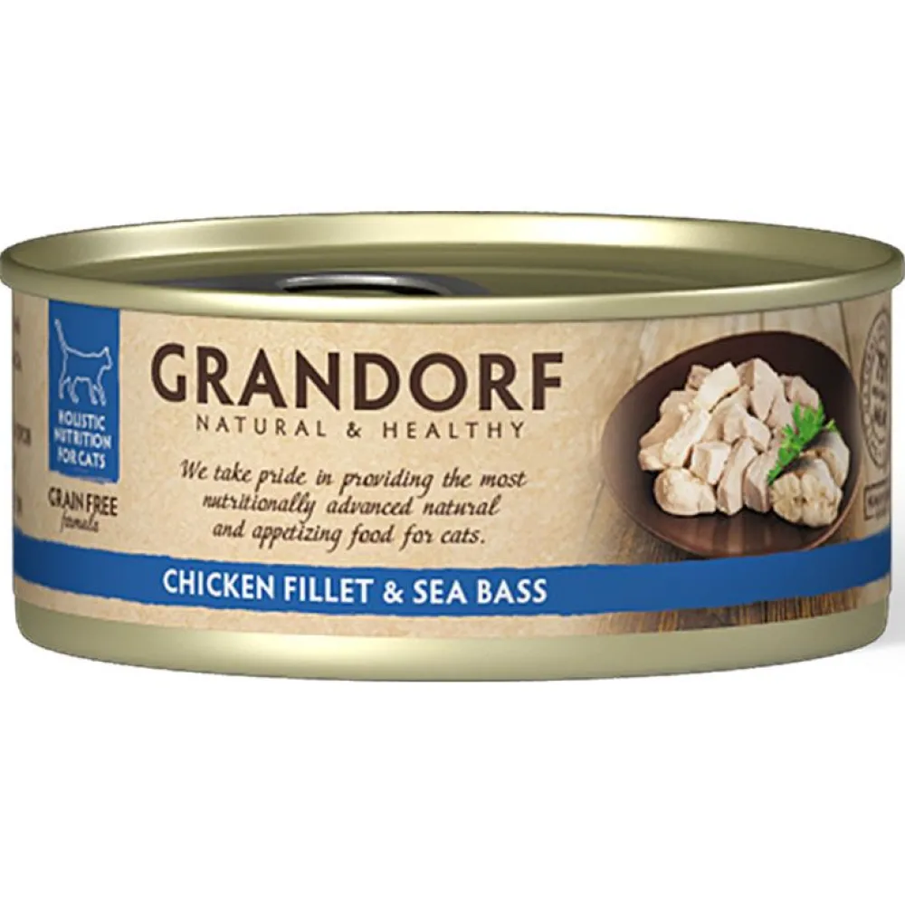 Grandorf>Futterfreund Grandorf Katze Dose Hühnerbrust + Wolfsbarsch 70g