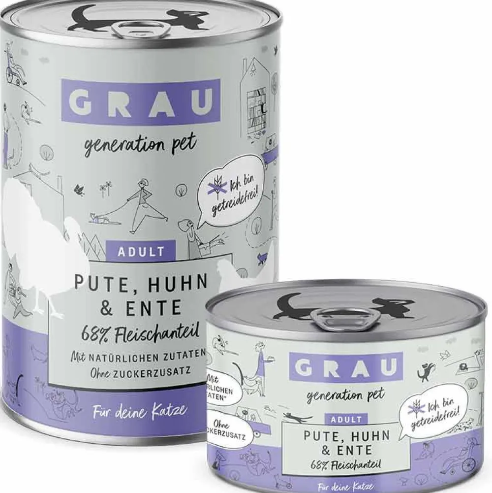 Grau>Futterfreund Grau Katze Adult Pute mit Huhn und Ente