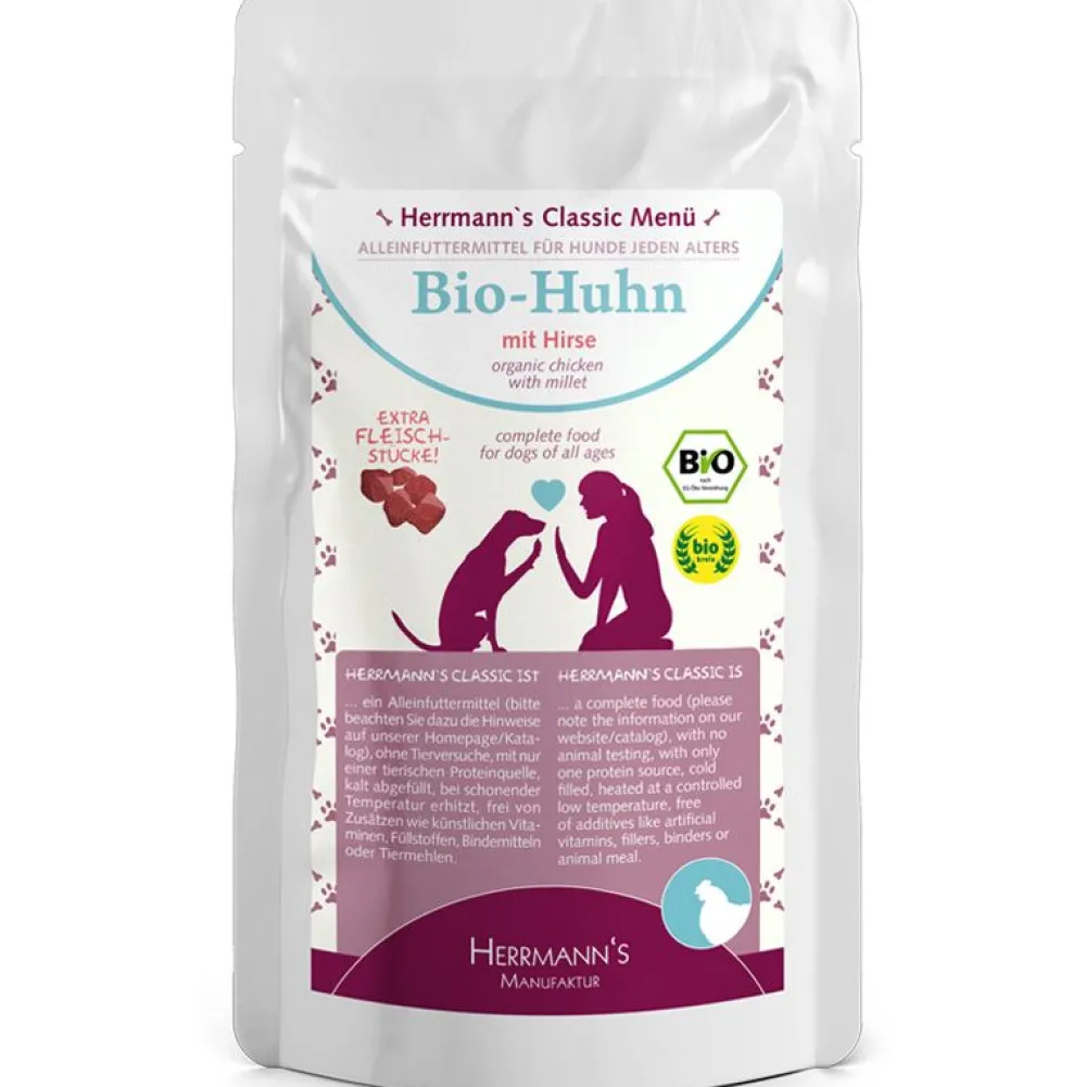 Herrmanns Manufaktur>Futterfreund Herrmanns Standbeutel Bio-Huhn mit Hirse 130g