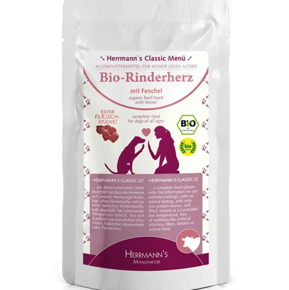 Herrmanns Manufaktur>Futterfreund Herrmanns Standbeutel Bio-Rinderherz mit Fenchel 130g