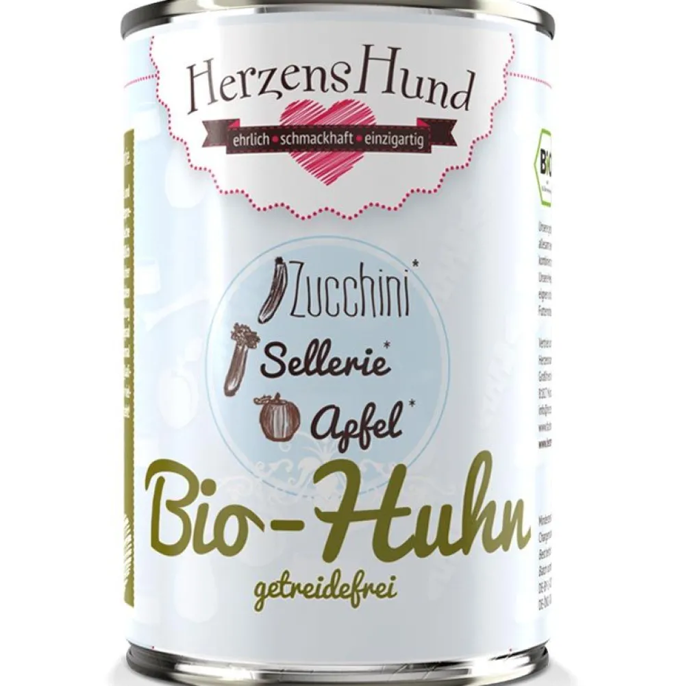 Herzens Hund>Futterfreund HerzensHund Bio-Huhn mit Bio-Zucchini -getreidefrei-
