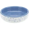 Katzennäpfe>Futterfreund Keramiknapf Katze, flach, 0,3 l / 13 cm, weiß/blau