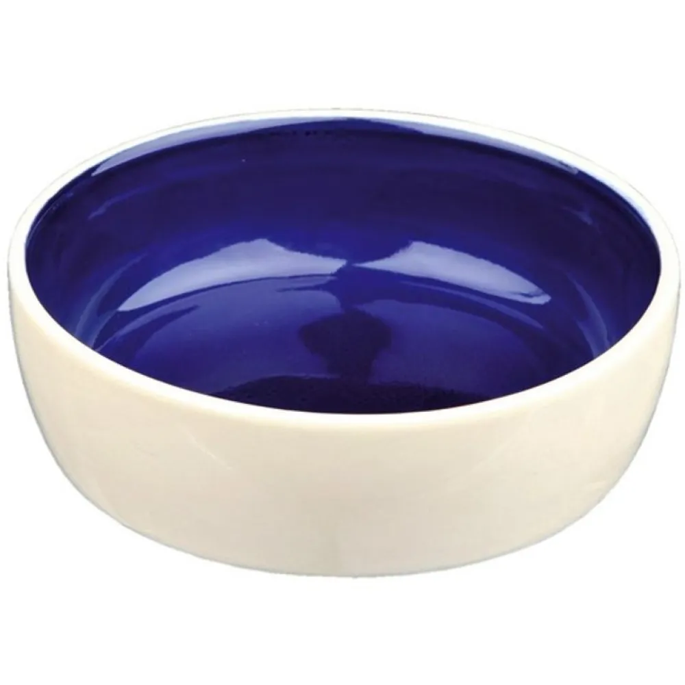 Katzennäpfe>Futterfreund Keramiknapf, Katze, 0,3 l / 12 cm, creme/blau