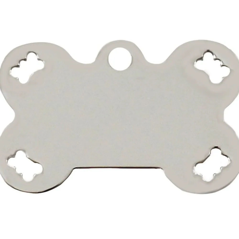 Adressanhänger|Adressanhänger Gravur>Futterfreund Knochen Groß Chrom mit Cutouts
