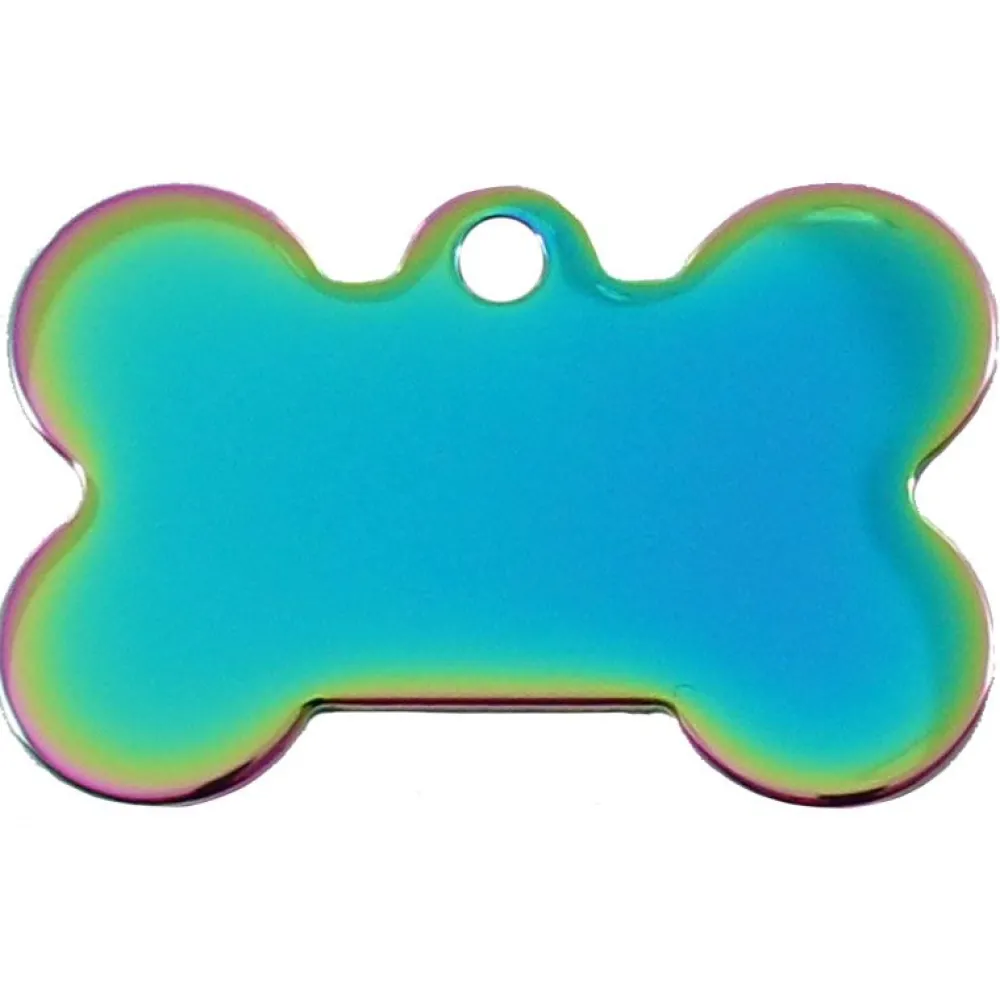 Adressanhänger|Adressanhänger Gravur>Futterfreund Knochen Groß Regenbogen
