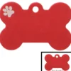 Adressanhänger|Adressanhänger Gravur>Futterfreund Knochen Groß Rot mit Motiv Pfote