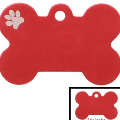Adressanhänger|Adressanhänger Gravur>Futterfreund Knochen Groß Rot mit Motiv Pfote