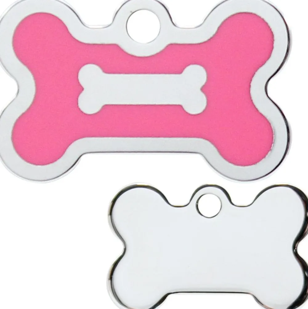 Adressanhänger|Adressanhänger Gravur>Futterfreund Knochen Klein Epoxy Neonpink