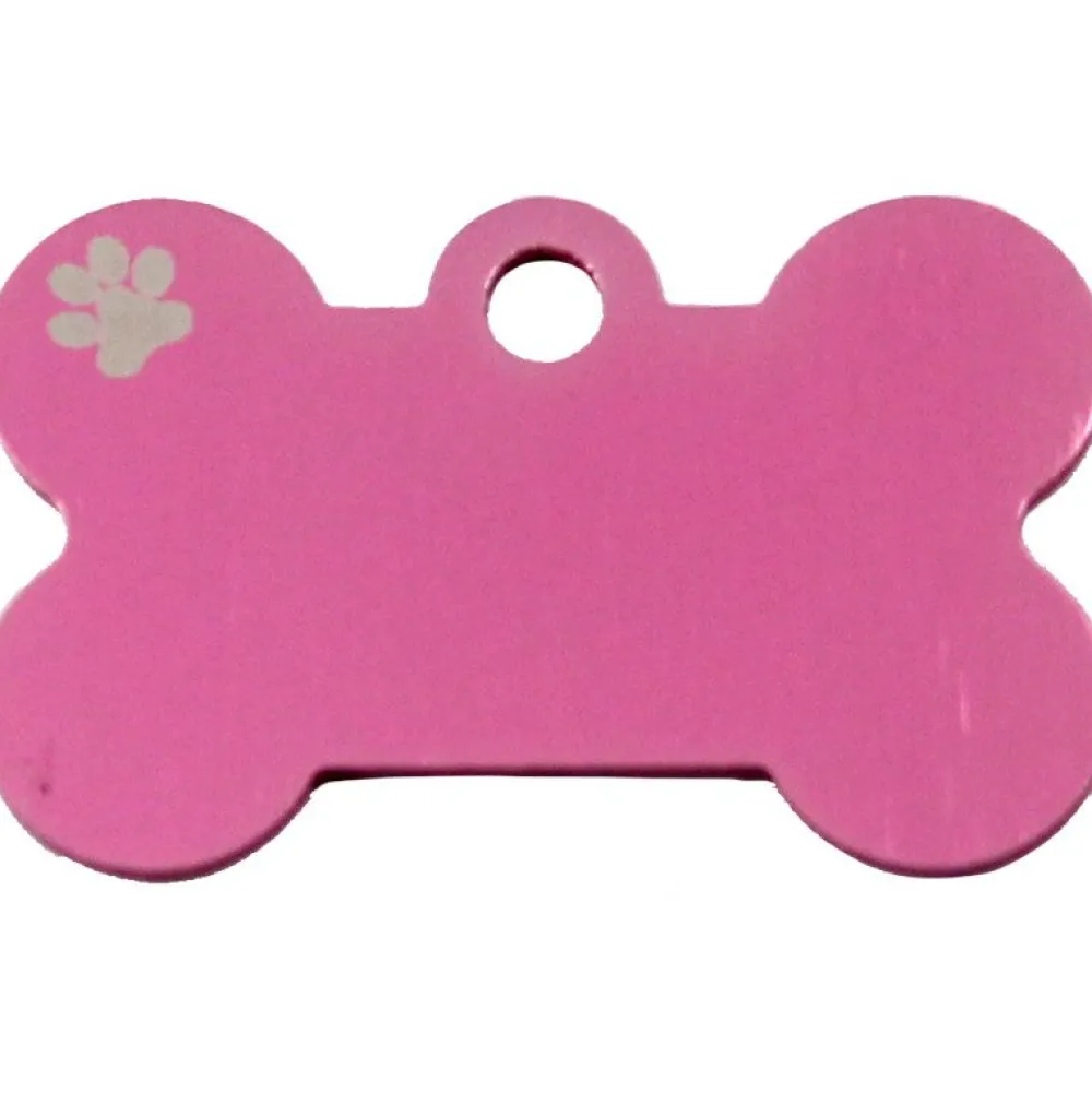 Adressanhänger|Adressanhänger Gravur>Futterfreund Knochen Klein Pink pastell mit Motiv Pfote