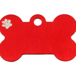 Adressanhänger|Adressanhänger Gravur>Futterfreund Knochen Klein Rot mit Motiv Pfote