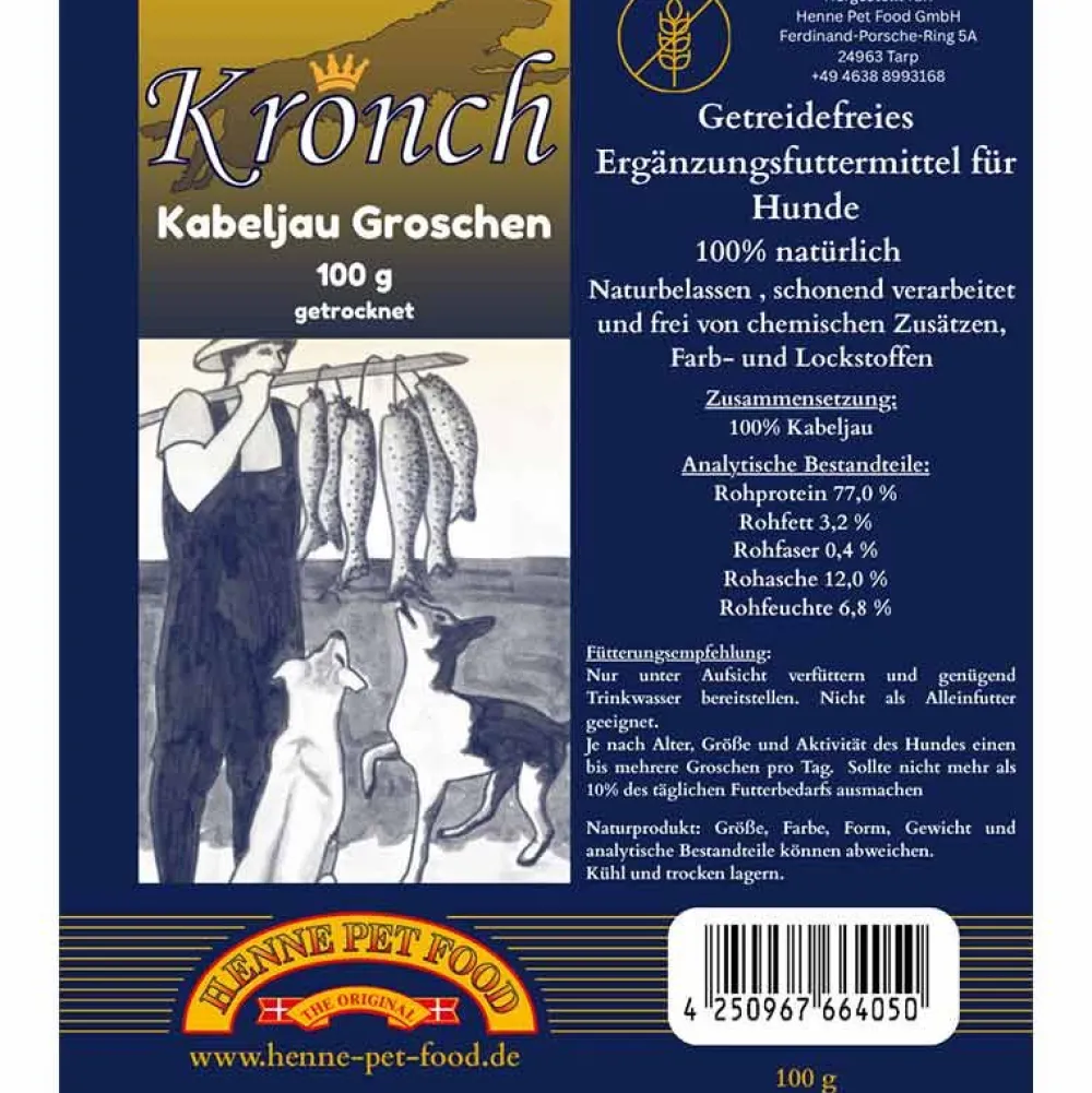 Henne Pet Food|Kronch>Futterfreund Kronch Kabeljau-Groschen 100g