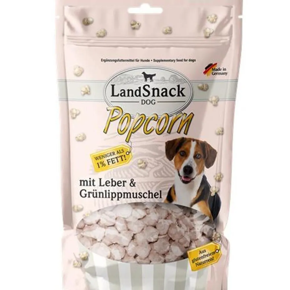 Landfleisch|Landsnack>Futterfreund LandSnack Dog Popcorn mit Leber und Grünlippmuschel 100g