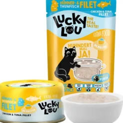 Lucky Lou>Futterfreund Lucky Lou Extrafood Hühner- und Thunfischfilet in Broth