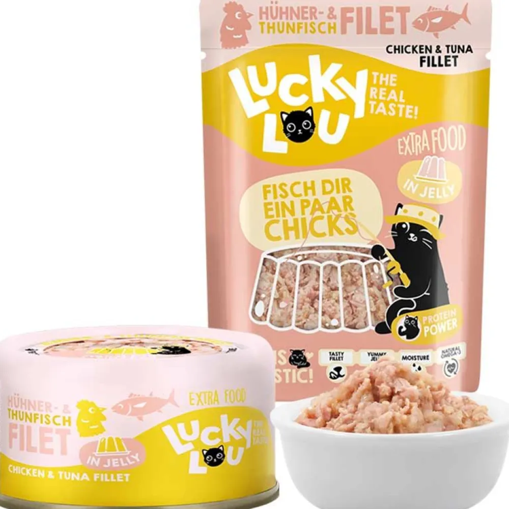 Lucky Lou>Futterfreund Lucky Lou Extrafood Hühner-und Thunfischfilet in Jelly