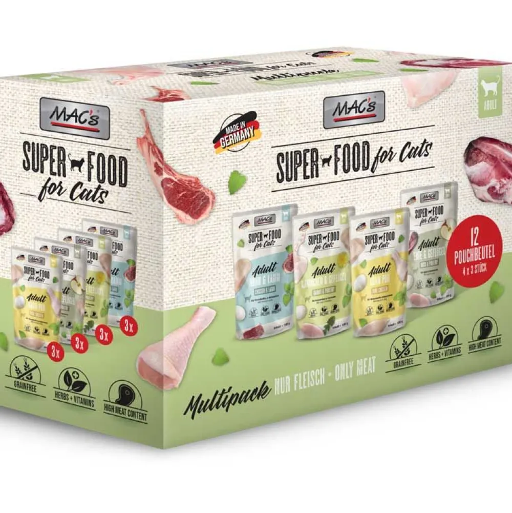 Macs>Futterfreund Macs Cat Pouch Multipack nur Fleisch 12 x 100g