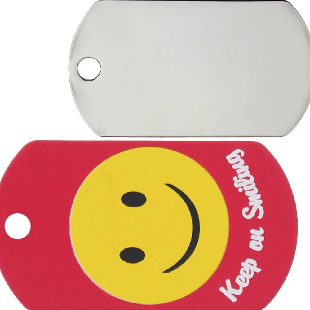 Adressanhänger|Adressanhänger Gravur>Futterfreund Military Groß Rot Smiley Horizontal