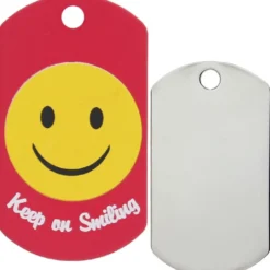 Adressanhänger|Adressanhänger Gravur>Futterfreund Military Groß Rot Smiley Vertikal