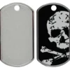 Adressanhänger|Adressanhänger Gravur>Futterfreund Military Groß Schwarz/Weiß Skull Vertikal