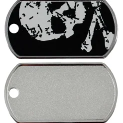 Adressanhänger|Adressanhänger Gravur>Futterfreund Military Groß Schwarz/Weiß Skull Horizontal