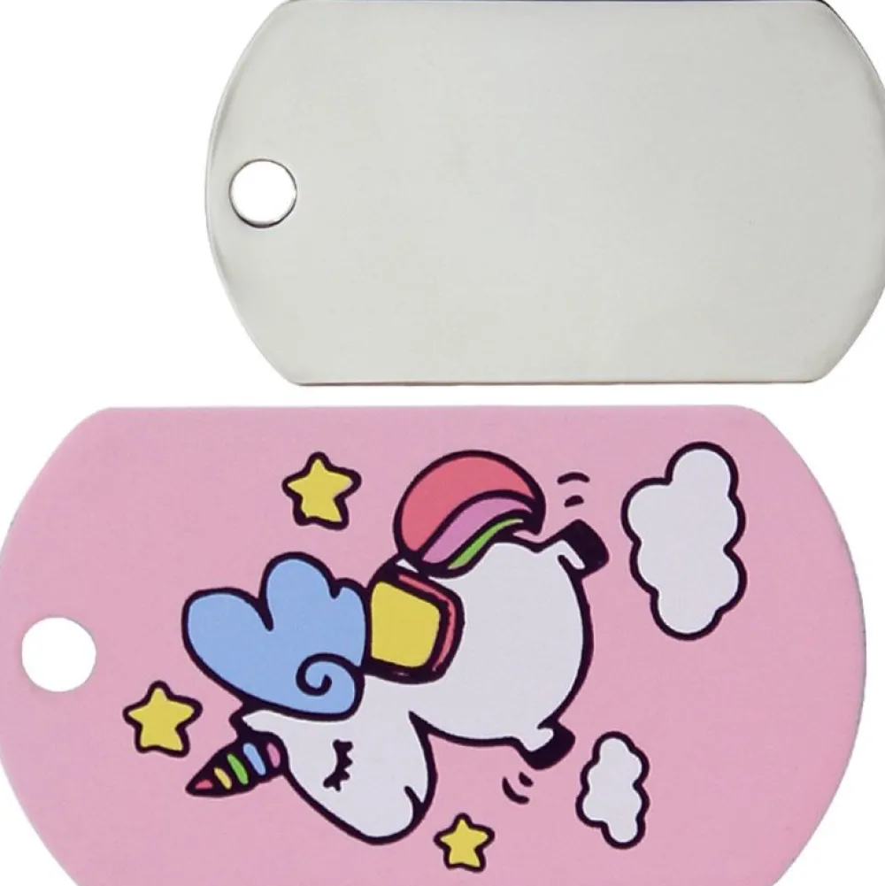 Adressanhänger|Adressanhänger Gravur>Futterfreund Military Groß Unicorn Horizontal