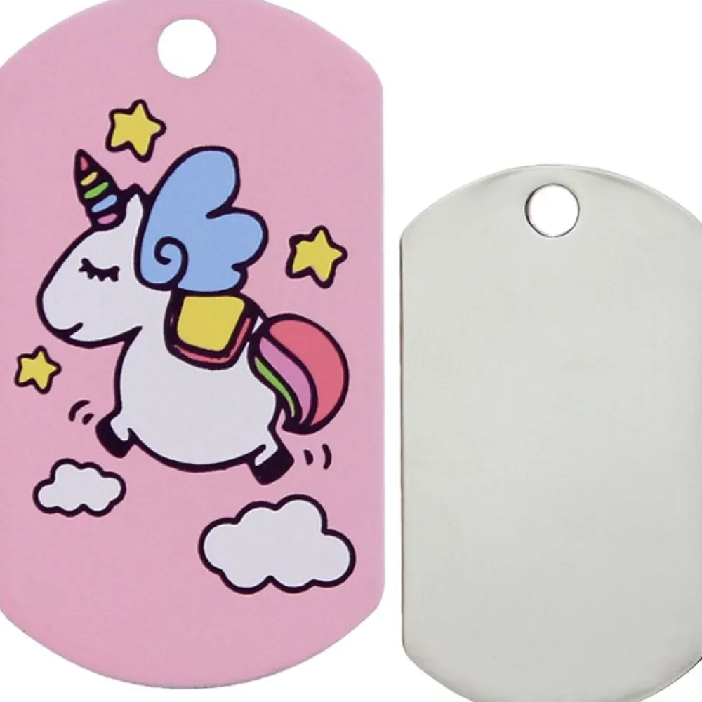 Adressanhänger|Adressanhänger Gravur>Futterfreund Military Groß Unicorn Vertikal
