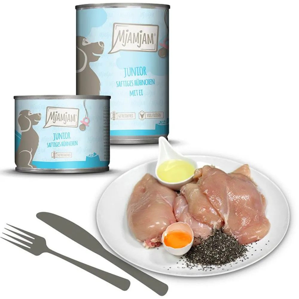 Mjamjam>Futterfreund MjAMjAM Dog Dose Junior - saftiges Hühnchen mit Ei