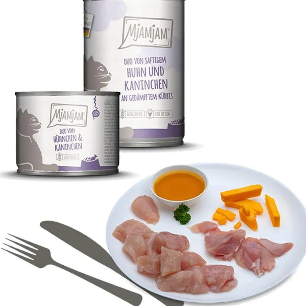 Mjamjam>Futterfreund MjAMjAM DUO von saftigem Hühnchen + Kaninchen an Kürbis