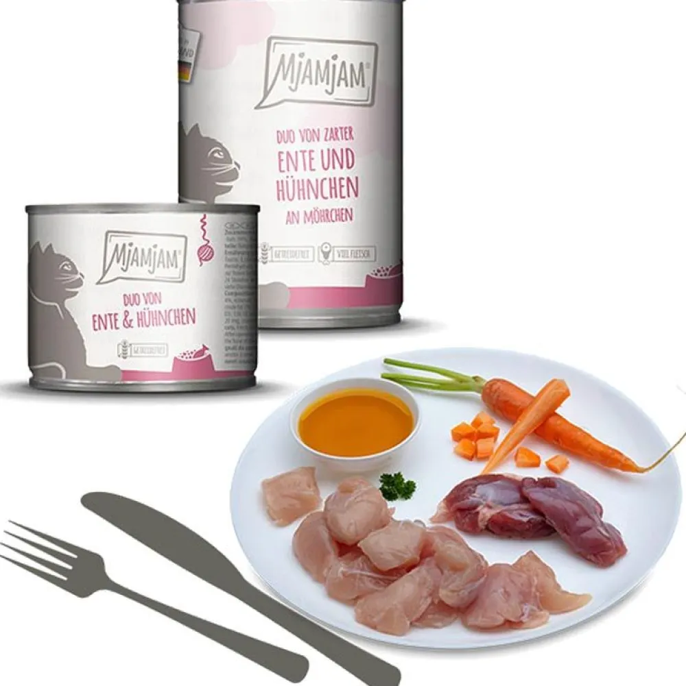 Mjamjam>Futterfreund MjAMjAM DUO von zarter Ente + saftigem Hühnchen an Möhrchen