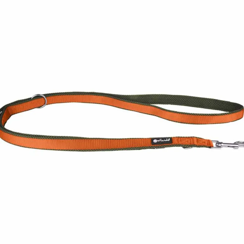 Halsbänder, Leinen & Geschirre>Futterfreund Petlando Magnetech verstellbare Führleine, olive/orange