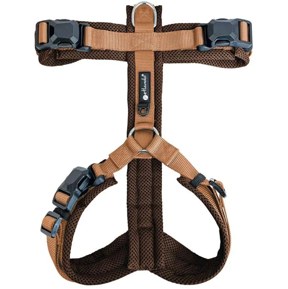 Halsbänder, Leinen & Geschirre>Futterfreund Petlando Magnetech Y-Comfort Geschirr, mokka/cognac