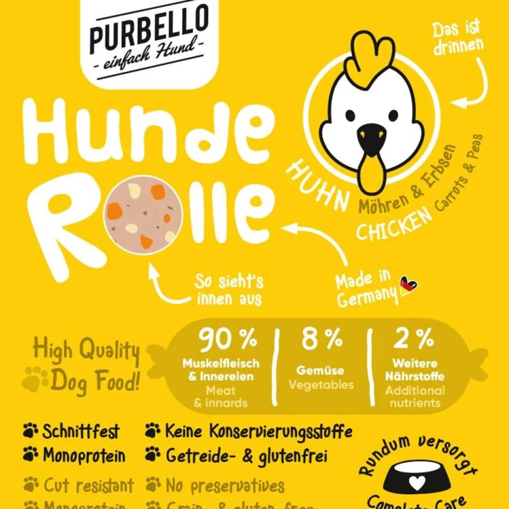 Purbello>Futterfreund Purbello HundeRolle Huhn mit Möhren und Erbsen