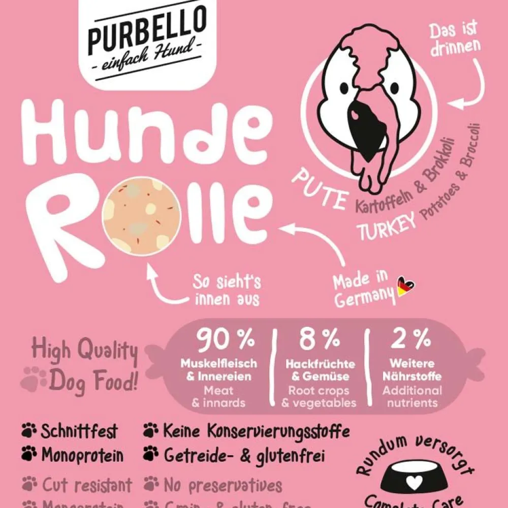 Purbello>Futterfreund Purbello HundeRolle Pute mit Brokkoli und Kartoffeln