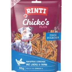 Rinti|Rinti>Futterfreund Rinti Snack Chickos PLUS Fischstäbchen 80g