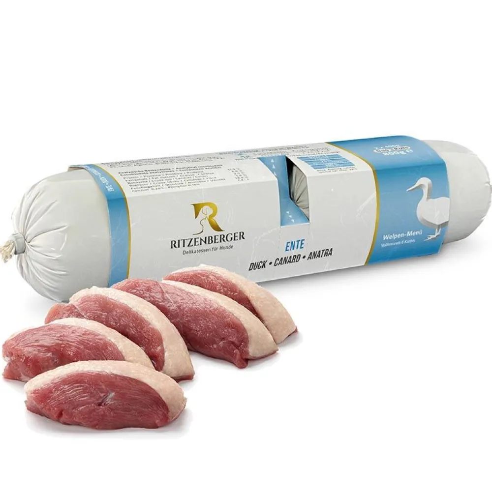Ritzenberger>Futterfreund Ritzenberger Welpen Ente mit Kürbis-Reis Duo-Rolls 2x400g