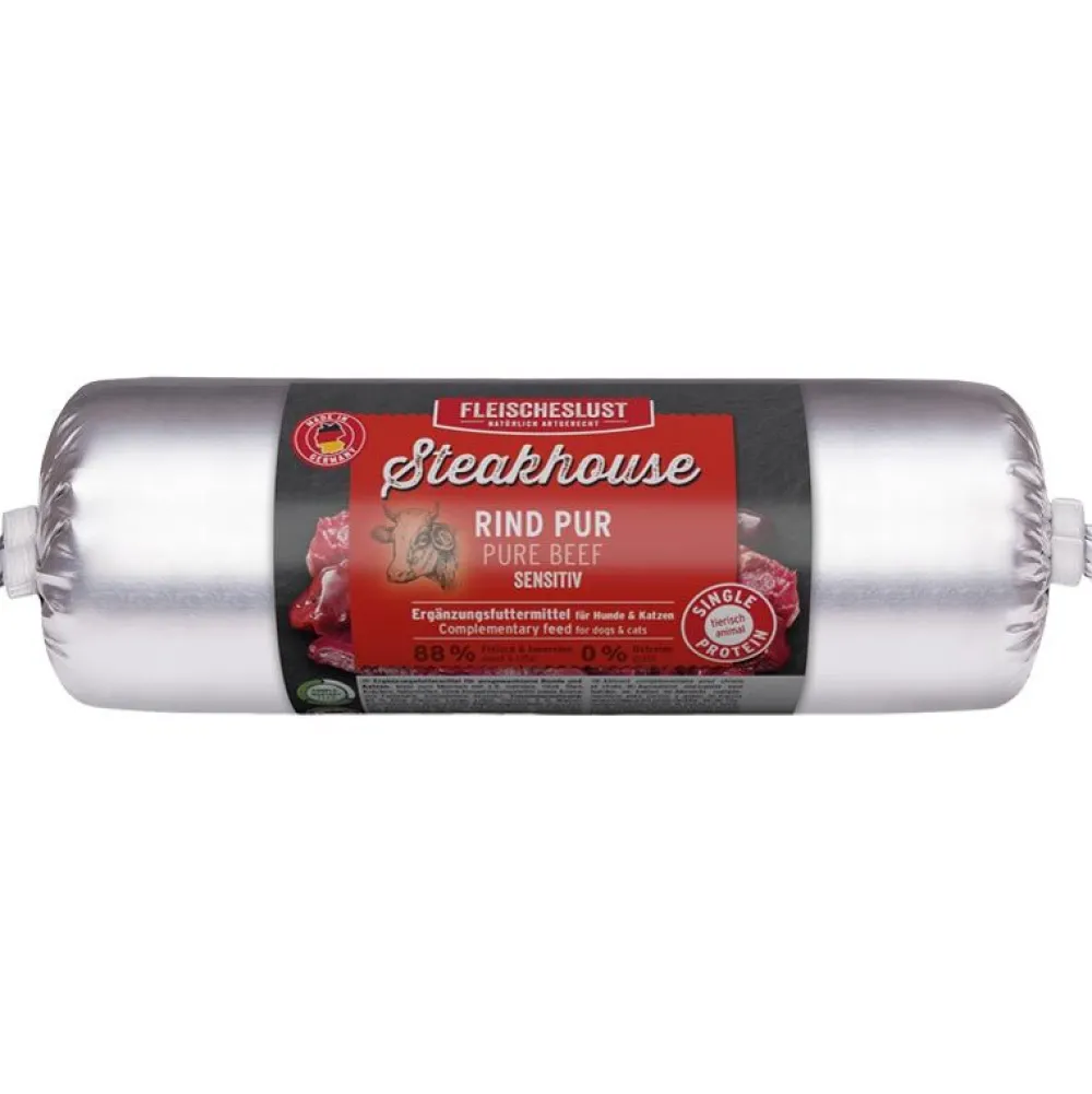 Steakhouse|Fleischeslust>Futterfreund Steakhouse-Wurst - Rind pur 500g