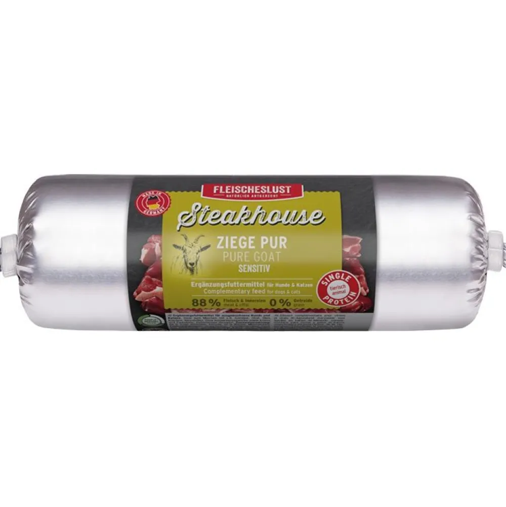 Steakhouse|Fleischeslust>Futterfreund Steakhouse-Wurst - Ziege pur 500g