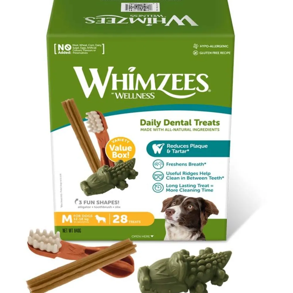 Zahnpflege>Futterfreund Whimzees Dog Variety Value Box M mit 28 Snacks (840g)