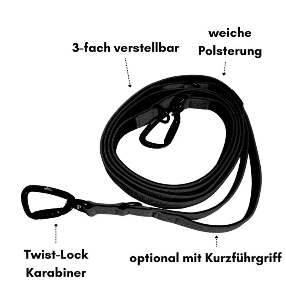 Halsbänder, Leinen & Geschirre>Futterfreund Woofed Nylon Pro Führleine verstellbar, Griff, L:2,5m