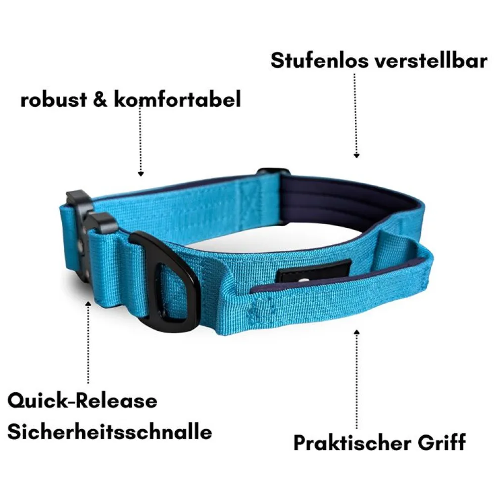 Halsbänder, Leinen & Geschirre>Futterfreund Woofed Nylon Tactical, Halsband, Griff, arctic sky