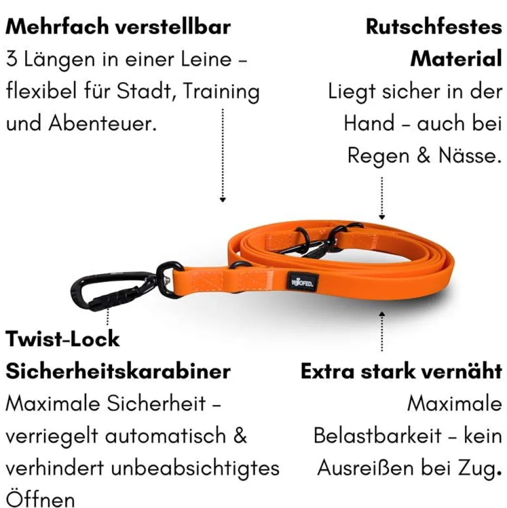 Halsbänder, Leinen & Geschirre>Futterfreund Woofed Wooflex Pro Führleine verstellbar, Griff, 2,5m/20mm